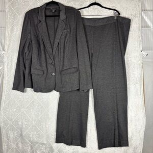 Lane Bryant Charcoal Gray Pant Suit Size 28 Stretch Career Blazer & Pants 26/28